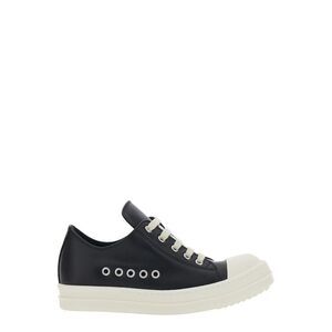 Rick Owens Women Black Low Top Sneakers With Round Toe In Leather Woman